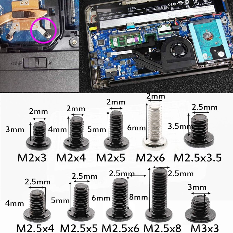 Set di viti M2 M2.5 M3, kit viti per laptop per riparazione computer elettronico IBM HP Dell Lenovo Samsung Sony Toshiba Gateway Acer