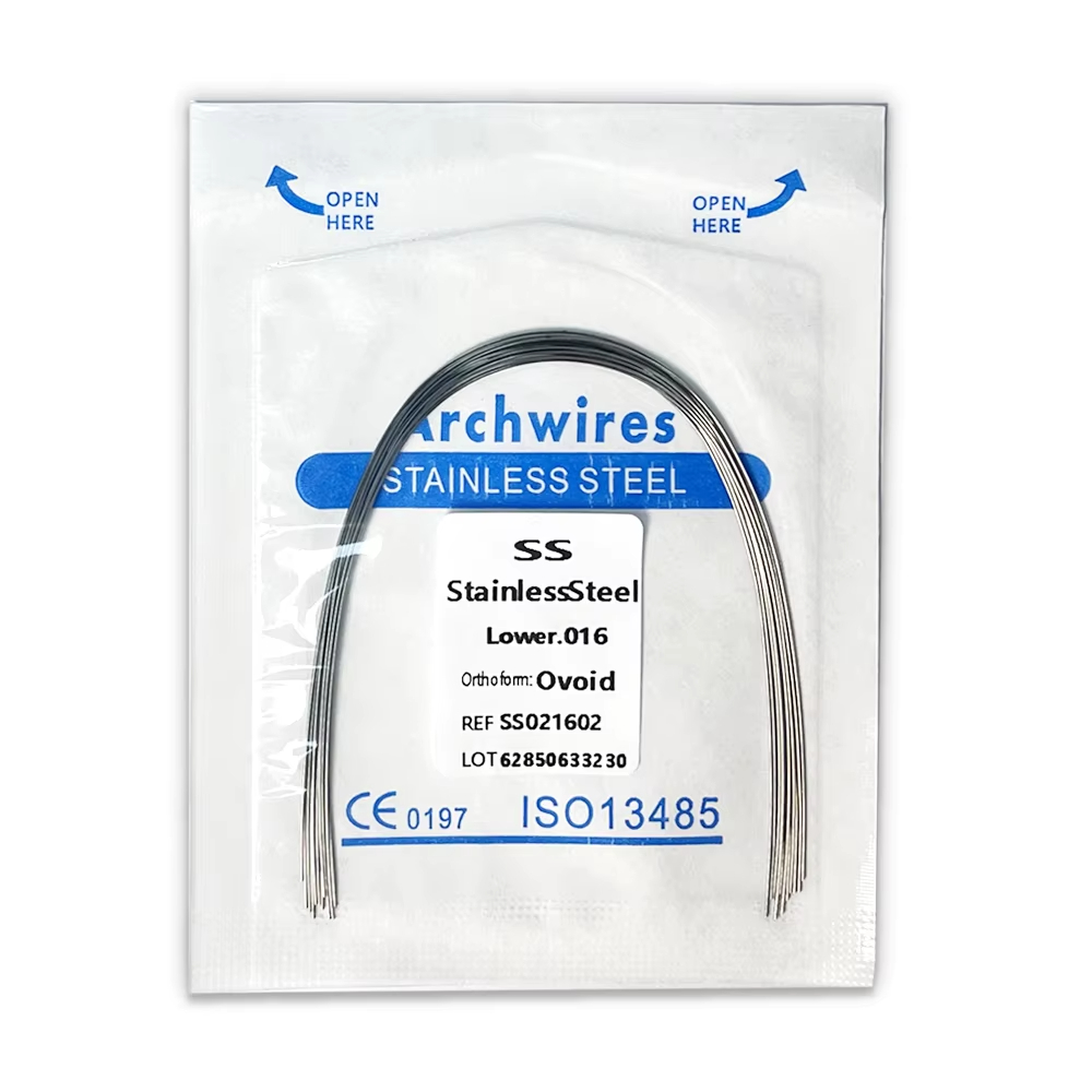 歯科矯正アーチワイヤー,丸い長方形のアーチワイヤー,超弾性,歯科用,下部または上部,012, 014, 016, 018, 020, 16x1,6,16x22パックあたり10個