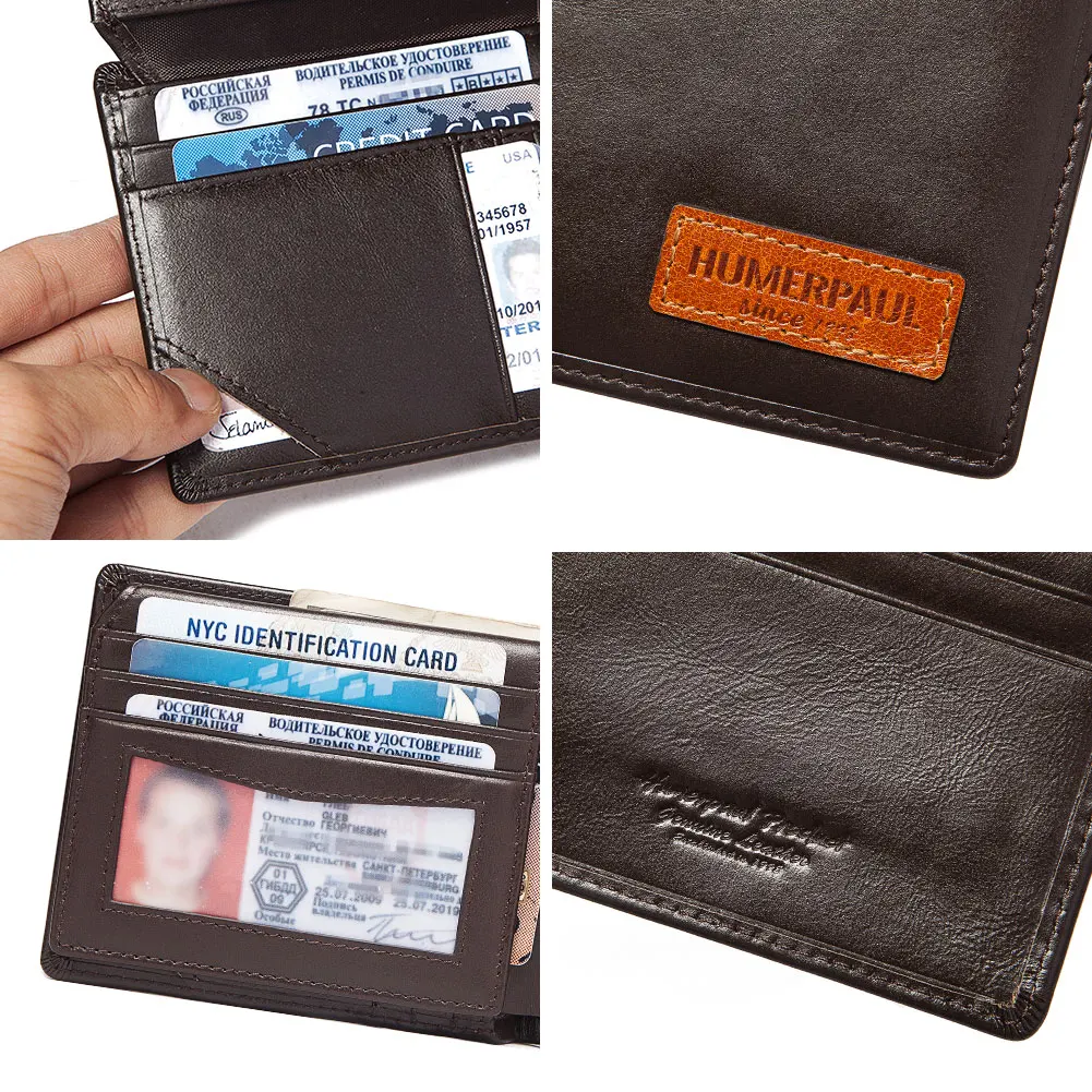 HUMERPAUL エアタグ財布男性用本革 RFID 三つ折りカードホルダーケース ID ウィンドウスリム紛失防止財布