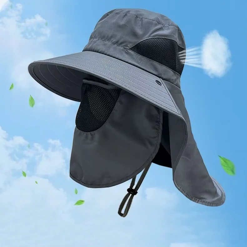 Chapéu balde com proteção UV ao ar livre – Chapéu de sol com aba no pescoço para caminhadas, pesca e camping