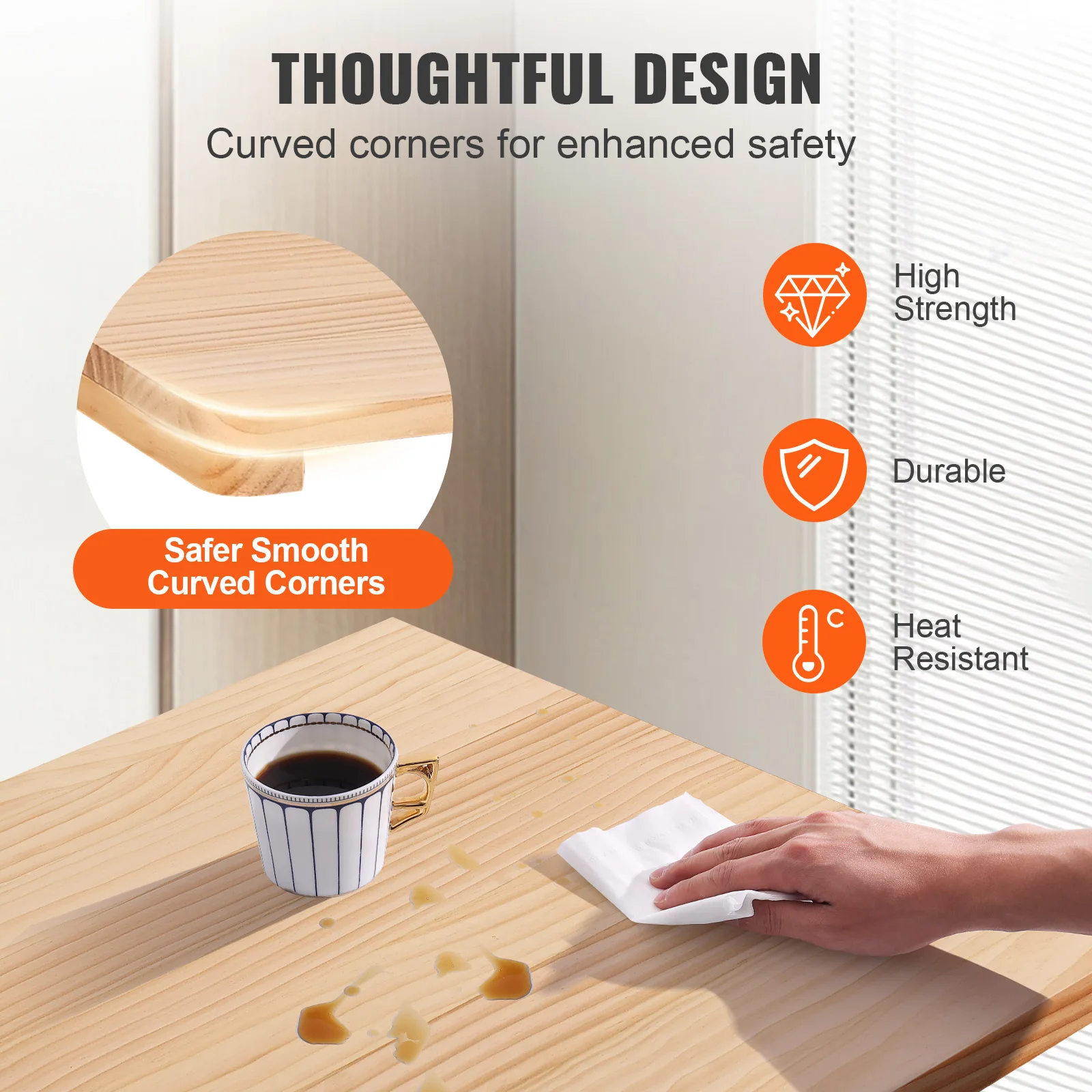 VEVOR Wall Mounted Folding Table Wall Mount Drop Leaf Table with Carbon Steel Bracket Wooden Desk for Dining Laundry Room Office