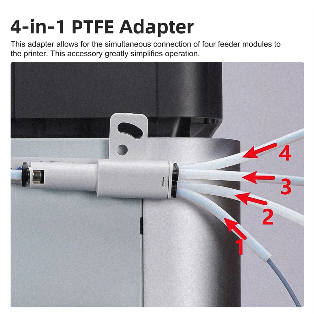 Adapter PTFE 4w1 do drukarki 3D, rurka rozszerzająca materiał, port AMS Connect 4, moduły podawania dla Bambulab X1/P1 X1C P1S P1P