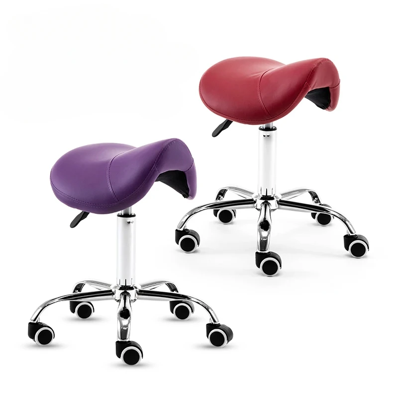 PUレザーローリングサドルスツール、ホイール付き調節可能なスイベルチェア、サロンチェア、スパ用品