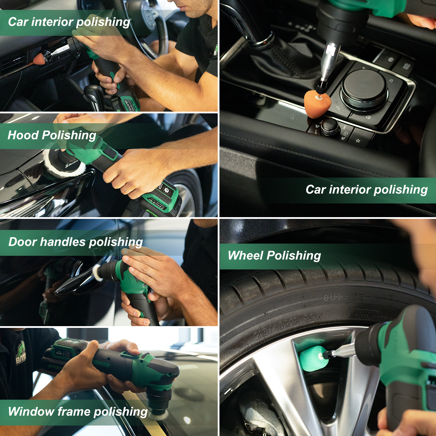 BATOCA S4 Cordless Car Polisher Machine Wireless Car Polishing Machine 3mm/12mm Random Orbital Free 2pcs 2.0Ah Lithium Battery