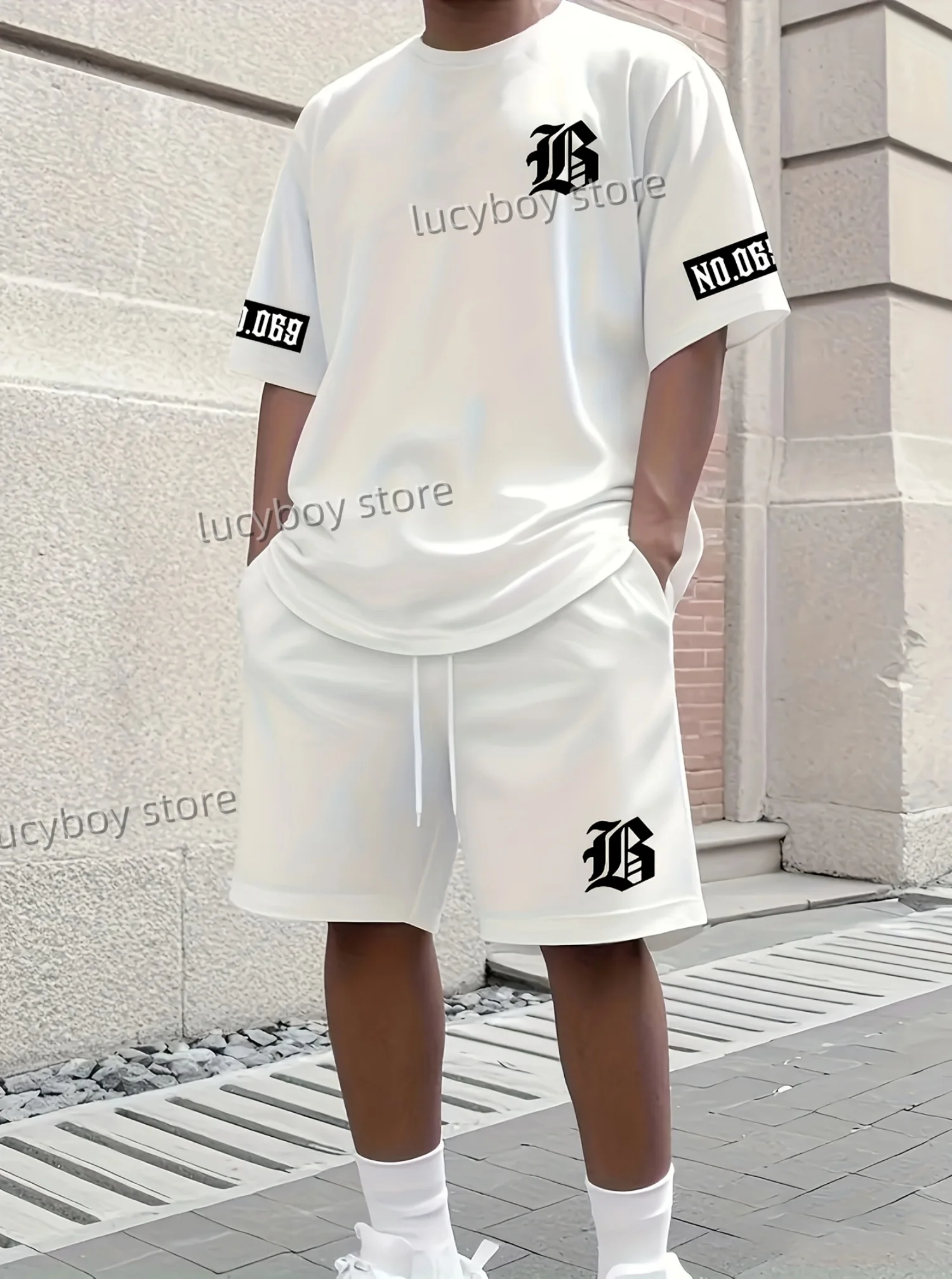 LB Gedruckt Sport T-shirt + Shorts Anzug Set Männer Männlich Luxus Trainingsanzug Outfit Sommer Übergroßen trainingsanzug 2-teiliges Set männer Kleidung