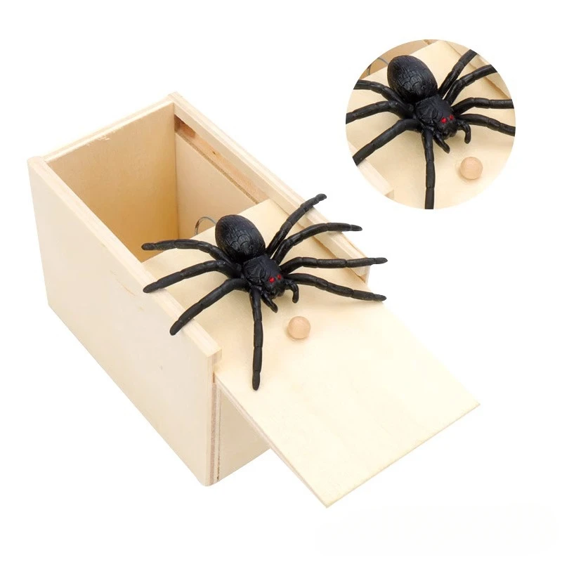 1PC Neue Trick Spinne Lustige Scare Box Holz Versteckte Box Streich Trick Horror Spinnen Spaß Spiel Halloween Party Dekoration geschenke