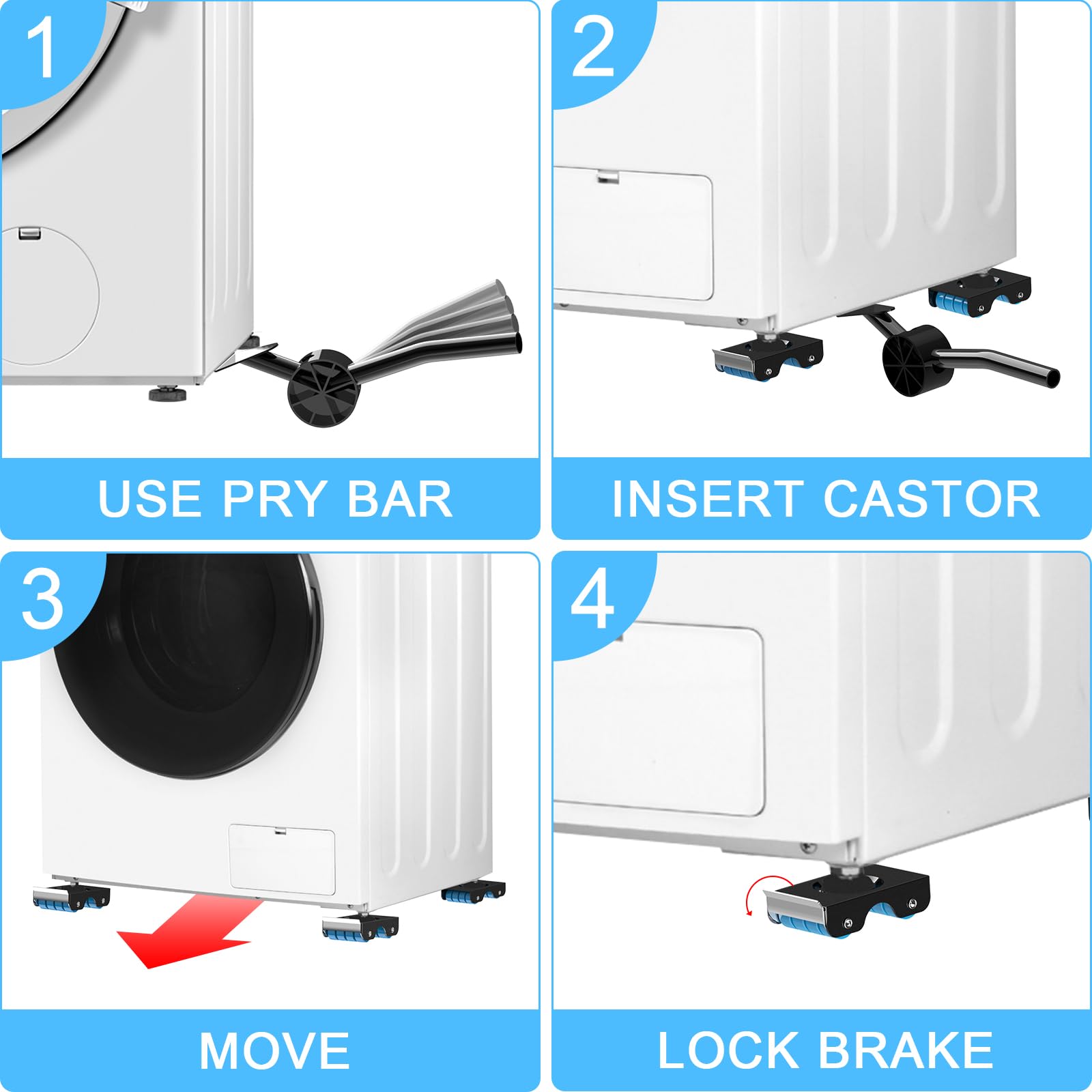 Conjunto de ferramentas para mover móveis, levantador de móveis de aço resistente, aparelho de transporte, rolo dolly para lavar geladeira