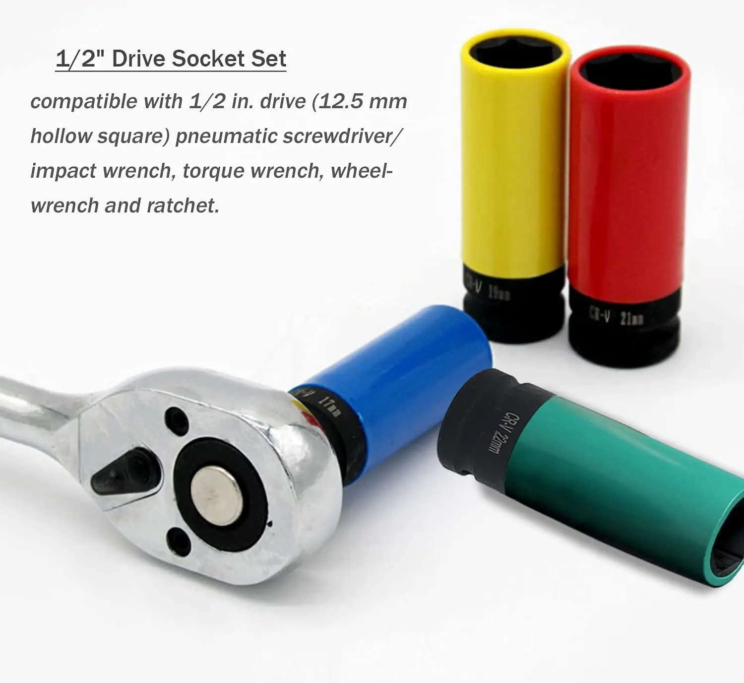 1/2 นิ้วไดรฟ์ล้อ Protector ซ็อกเก็ตผลกระทบบาง Deep Impact SOCKET ชุดพลาสติก LUG NUT 17 มม.,19 มม.,21 มม.,22 มม.