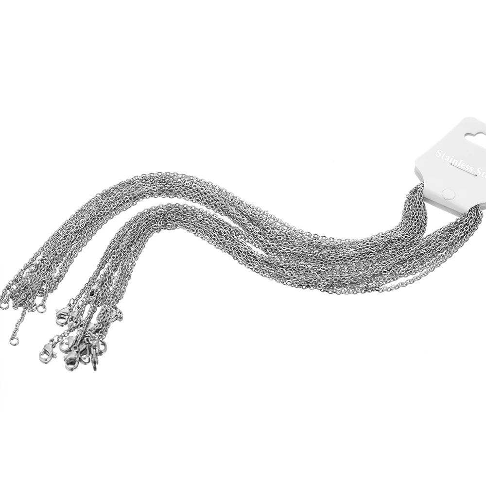 10pcs 50 ซม.2 มม.สีสแตนเลสสตีลโซ่สร้อยคอแฟชั่นเครื่องประดับ Cuban Chains ขายส่งโซ่งานฝีมือ DIY