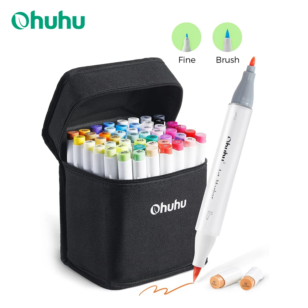 Ohuhu Honolulu B Marker Pen Set Farbmarker Alkohol Kunstmarker Nachfüllbar Dual Tips Skizzieren Zeichnen Manga Schulbedarf