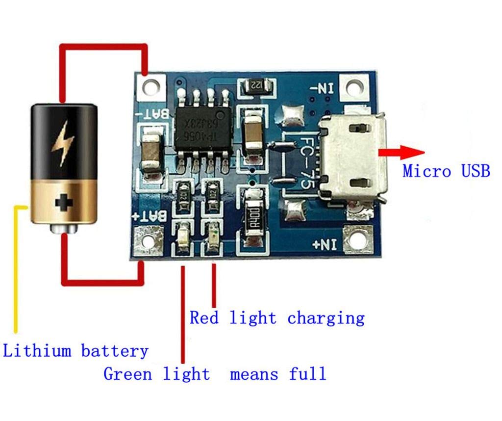5pcs Battery Charging Board Micro USB TP4056 Lithium Battery Charger Module Charging Board with Protection 5V 1A Dual Functions
