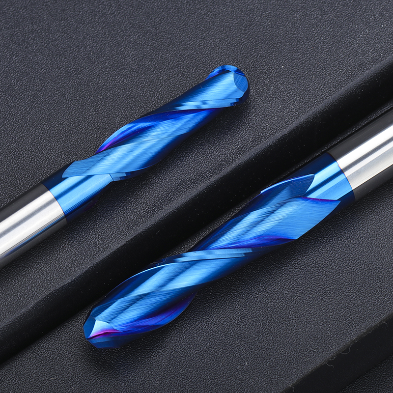 XCAN Kugelkopffräser, 4/6 mm Schaft, 2-schneidiger CNC-Fräser, Nano-blau beschichteter Hartmetall-Fräser