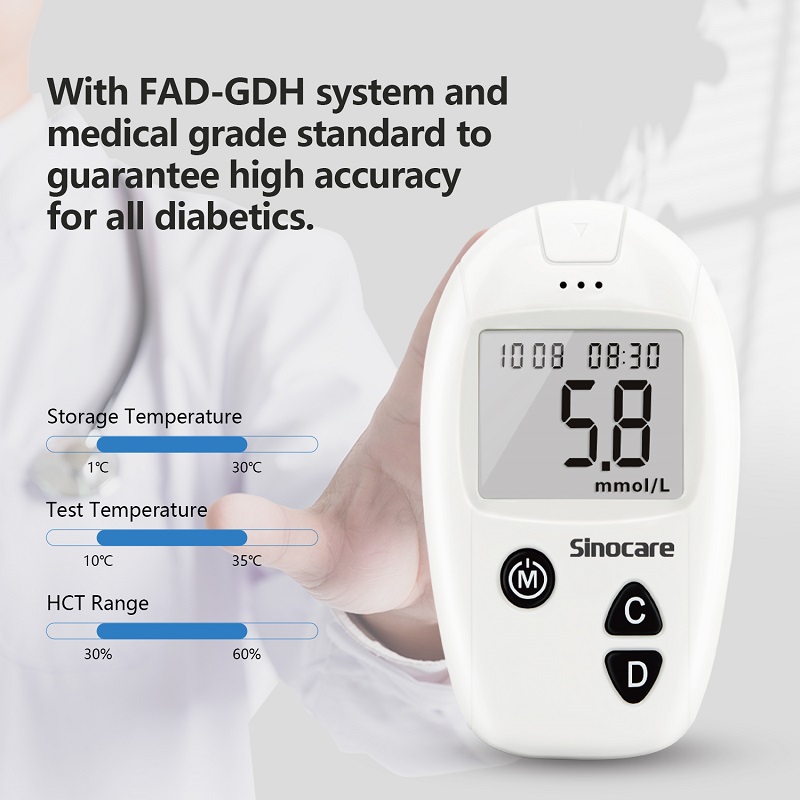 Sinocare-tiras de prueba de glucosa en sangre, con lancetas, Safe Accu, 50/100/200/400