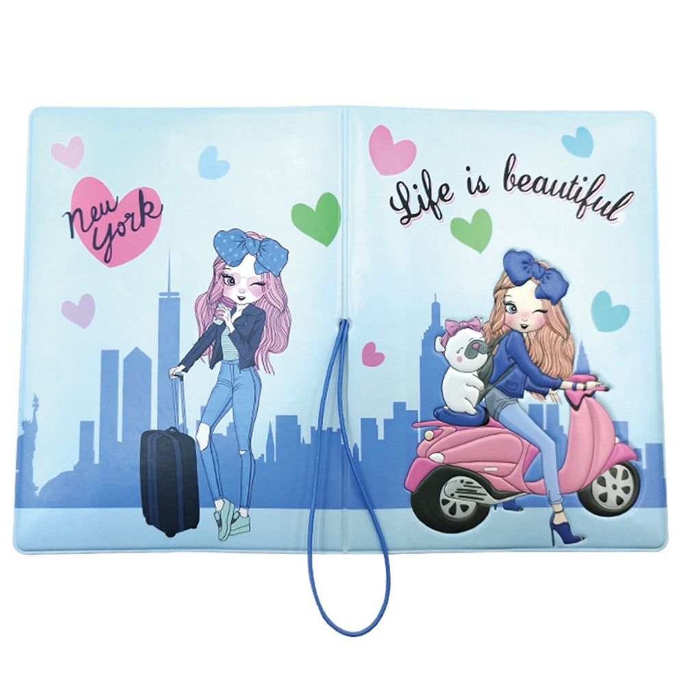 Funda protectora para pasaporte de chica de dibujos animados, protector multifunción con certificado de viaje mundial de PU, bolsa para paquete de tarjetas, Unisex