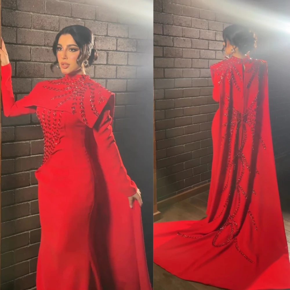 ที่กําหนดเอง Mesprit ประณีต Elegant High Collar Sheath Ball Gown ชุดราตรีเลื่อม Bolero Watteau S ชุดที่กําหนดเอง