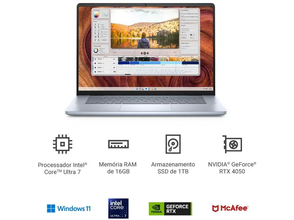 Notebook Gamer Dell Inspiron 16 Plus Intel Core Ultra 7 1TB SSD 16GB RAM 16" NVIDIA RTX 4050 6GB Windows 11 I16-U7155H-A10