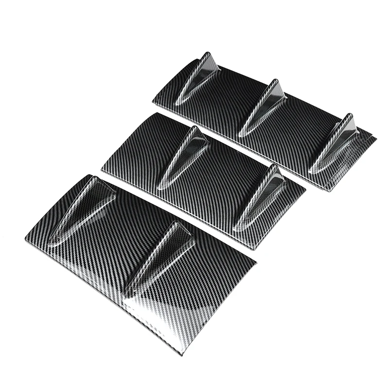 3 Stück Universal-Stoßstangenspoiler, Diffusor, glänzend schwarz, 7 Flügel, Haifischflossen-Stil, Unterkörperlippe