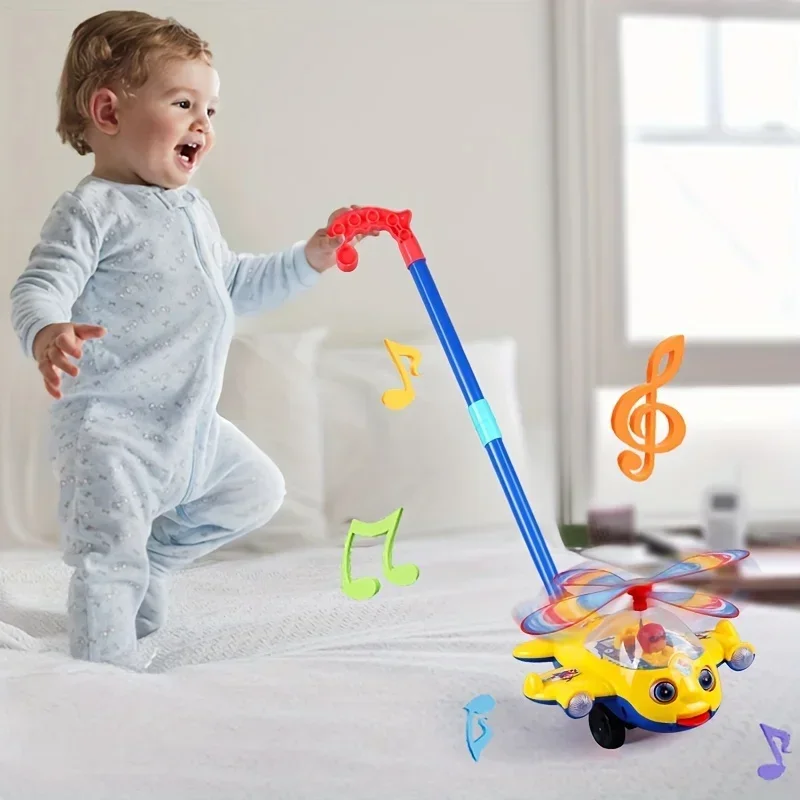 Brinquedo interativo do andador do bebê com punho do impulso para crianças meninos e meninas crianças, design destacável do carro do brinquedo do avião com roda