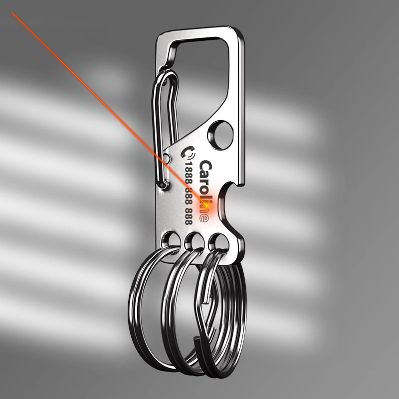 Llavero de acero inoxidable con letras personalizadas, personalizado para hombre, colgante de cintura, llavero, soporte de anillo grabado con láser
