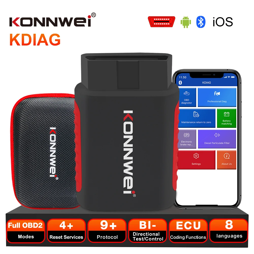 KONNWEI KDIAG MINI 2023. Pełny systemowy automatyczny skaner Reset SAS EPB Service ECU Programmer OBD OBD2 Car Diagnostic Tool pk Thinkdiag