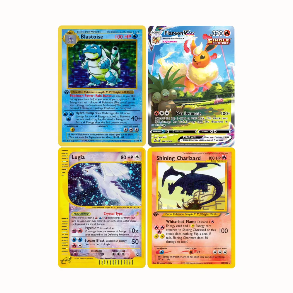 Pokémon holográfica tarjetas individuales Blastoise Lugia Charizard Ho-oh Machamp Foil juego tarjetas de colección PTCG tarjetas proxy juguetes para niños