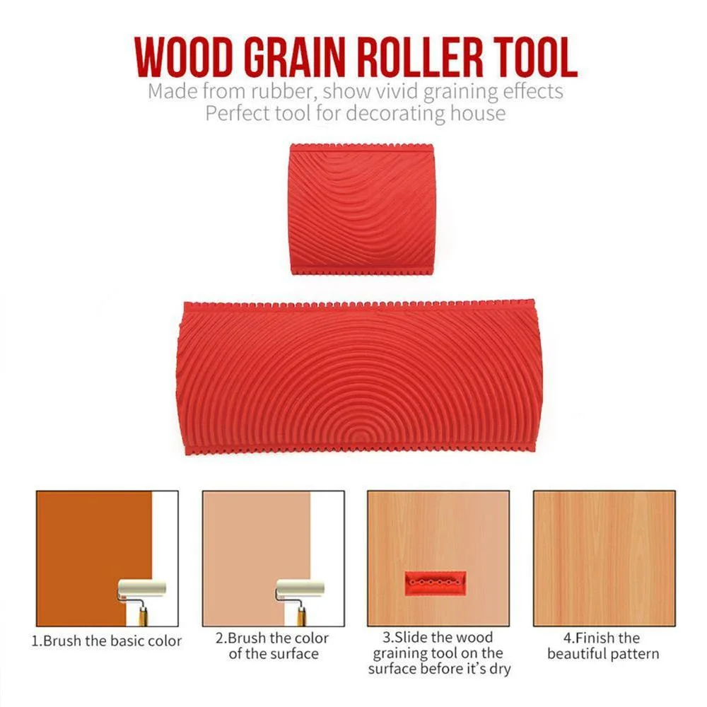 6-8 ชิ้น/เซ็ตลูกกลิ้งยางแปรงจิตรกรรมเครื่องมือ DIY เลียนแบบไม้ Graining Texture Roller Wall ภาพวาดเครื่องมือสําหรับตกแต่งบ้าน