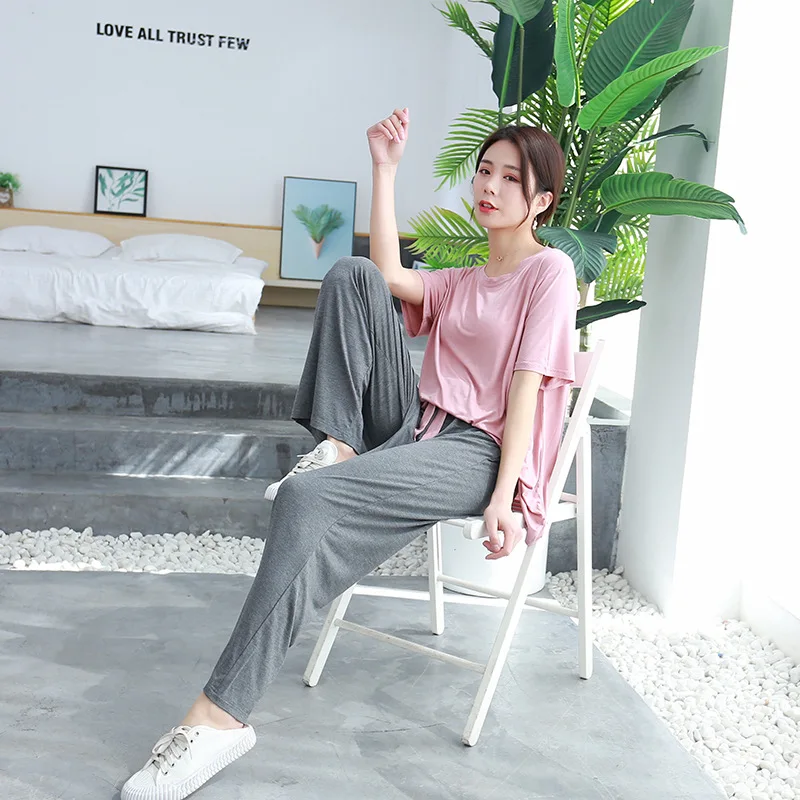 Sommer modal pyjamas für frauen dünne abschnitt kurzarm hosen anzug zwei-stück lose komfortable pyjama set hause service