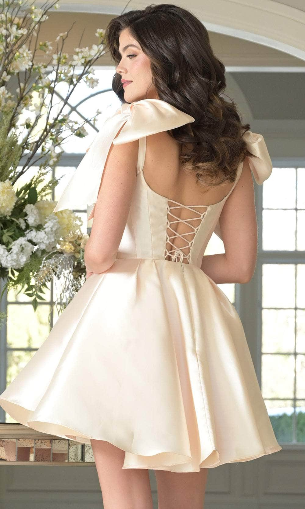 Kyoto Customized Satin Corset Bow Straps Wedding Dress Elegant Ivory Sleeveless فستان زفاف Short Formal Abito da sposa