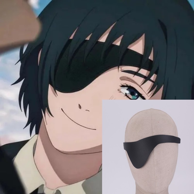 Аниме бензопила человек монокуляр Blinder косплей костюм Himeno унисекс черная повязка на глаз кожаные тени для век Хэллоуин маскарад реквизит