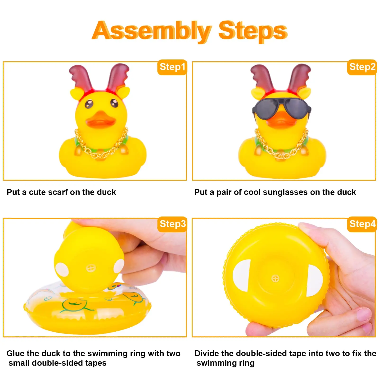 Christmas Rubber Duck Car Duck Dashboard Ornaments Yellow Duck Car Dashboard Decorations for Christmas Decor Car Duck