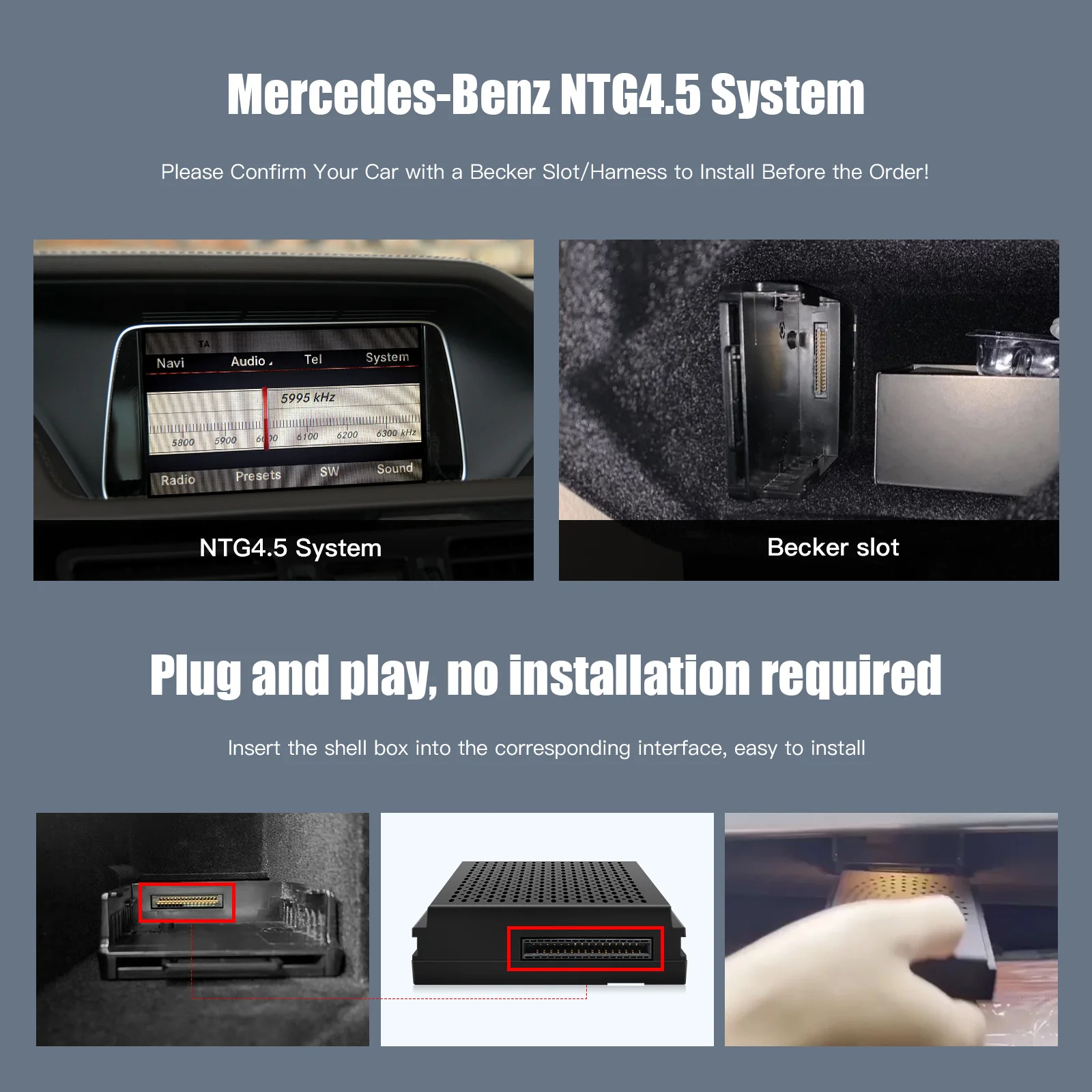 CARABC Wireless CarPlay dla Mercedes Benz Android lusterko samochodowe Link funkcja modele A, B, C, E, CLA, GLA, GLK, ML, NTG4.5