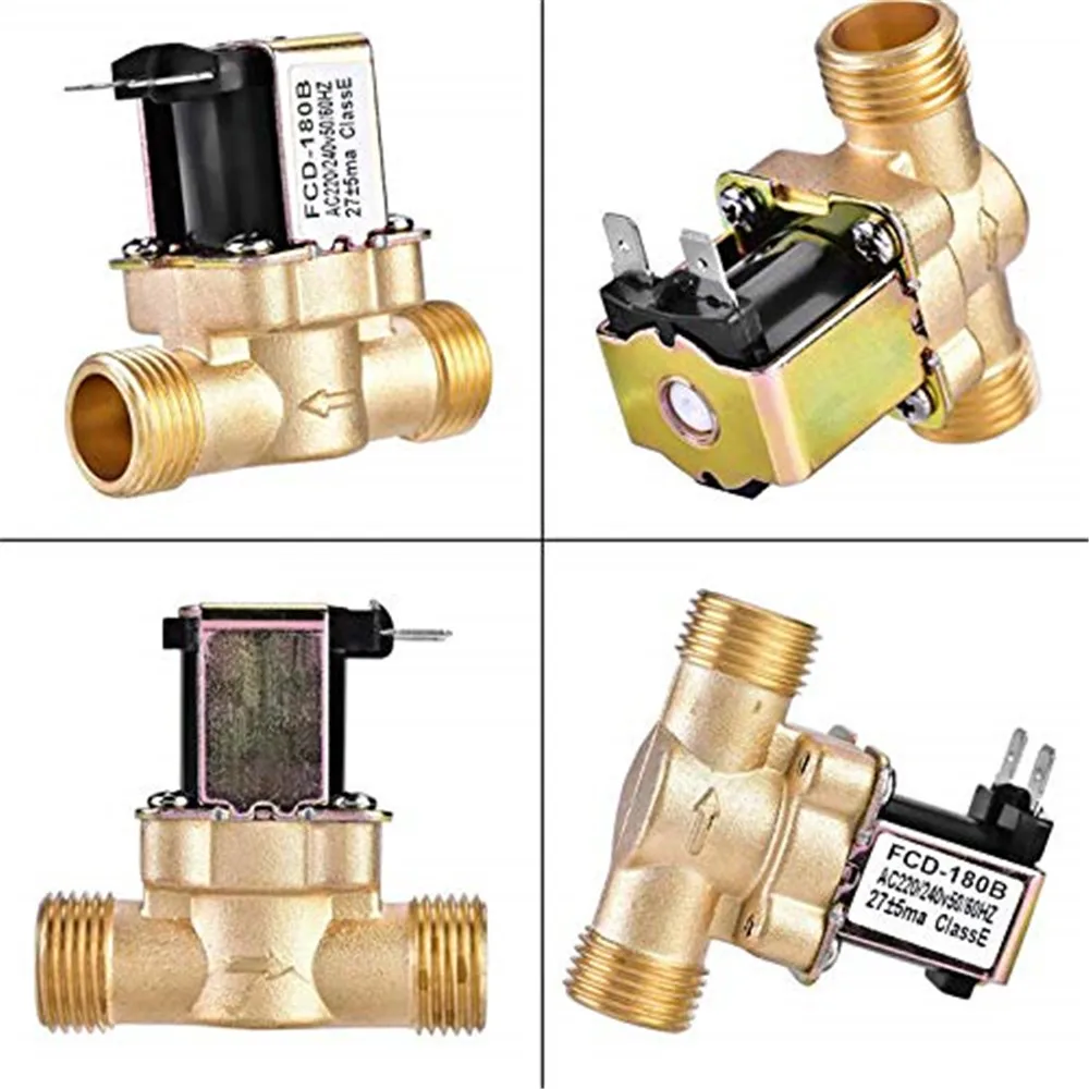 Válvula Solenoide eléctrica de latón G1/2 pulgadas N/C 12v 24v 220v G3/4 ''interruptor de flujo de entrada de aire y agua para válvula de calentador de agua solar