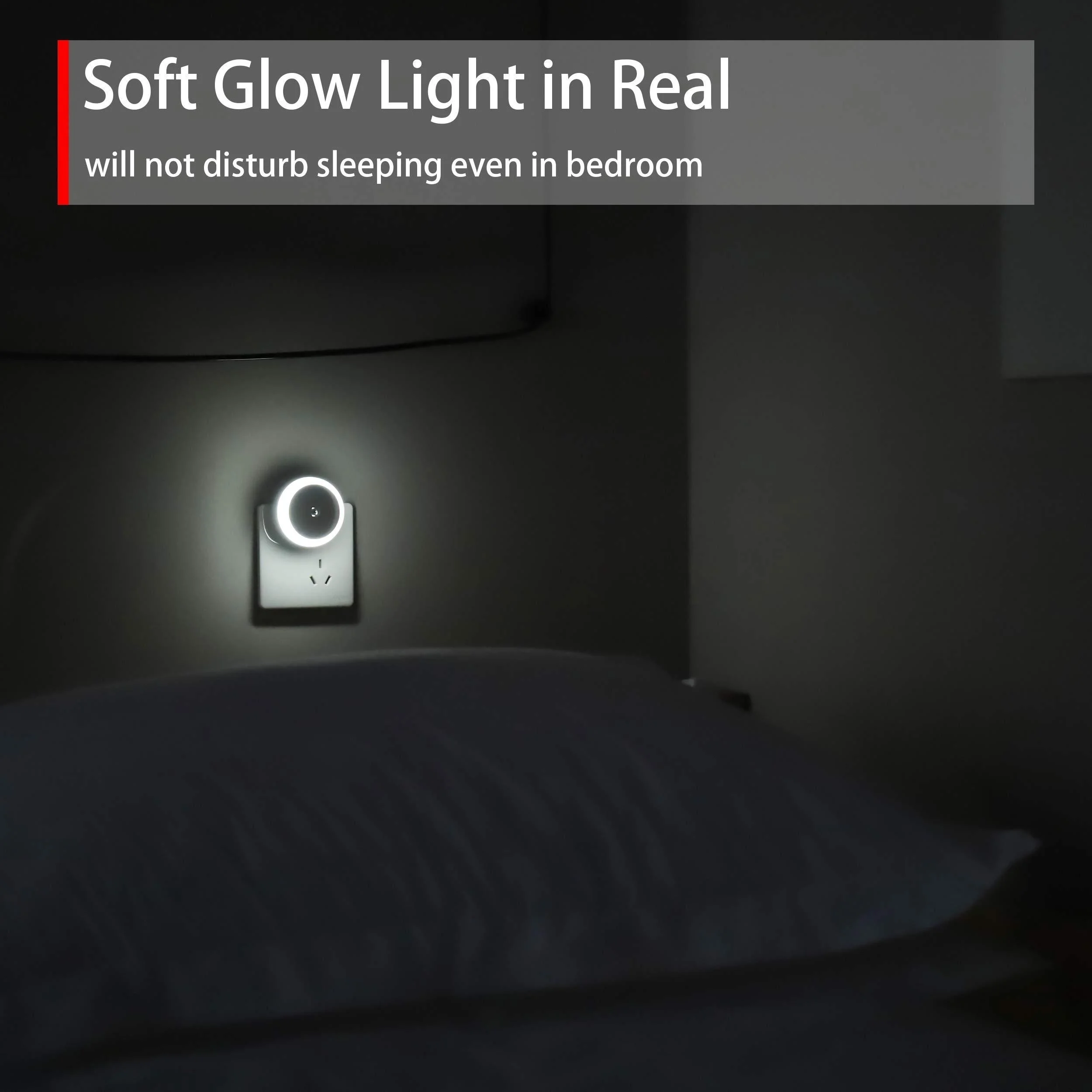 Luz LED nocturna enchufable con Sensor de atardecer al amanecer, luz nocturna de pared inteligente para baño, dormitorio, hogar, cocina, pasillo, lámpara redonda, 1 ud.
