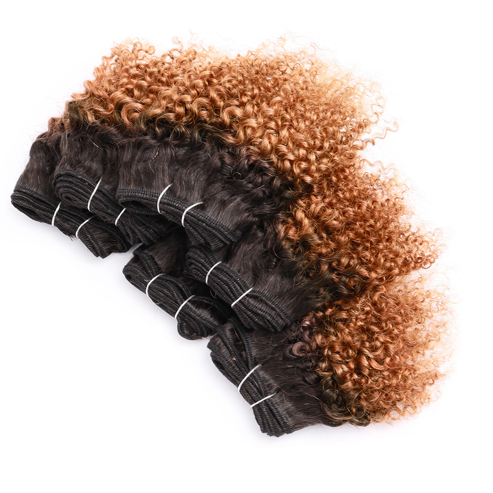 Pacotes curtos encaracolados duplos desenhados jerry curl 100% pacotes de cabelo humano 8-12 Polegada cabelo remy brasileiro 6 pacotes para preto