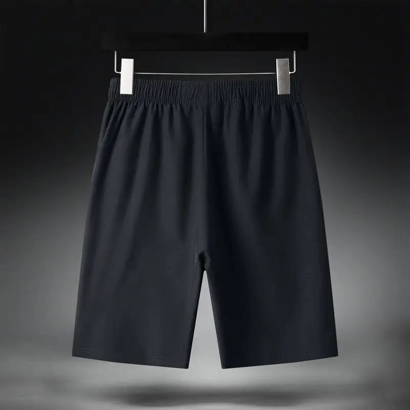 Clearance_Ice Calças de seda Shorts masculinos verão de volta às aulas Calças finas de quarto tamanho solto Calças de secagem rápida disponíveis em preto