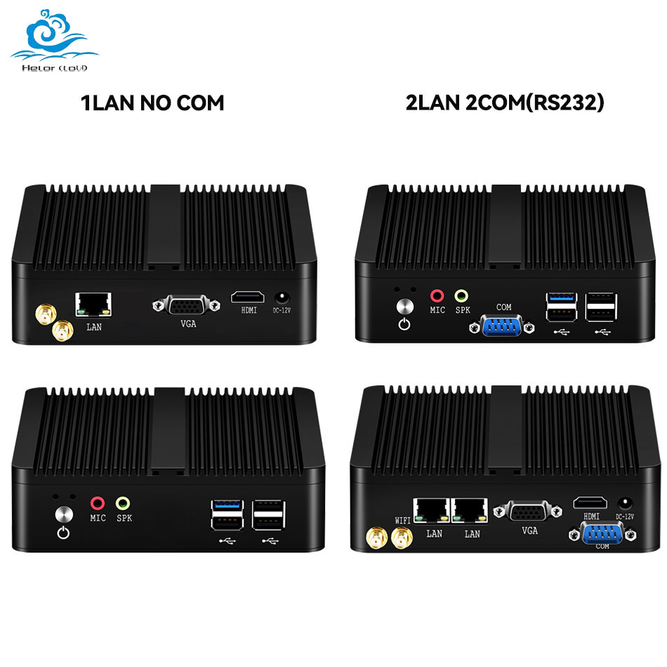 Industrieller Mini-PC mit Inter-Celeron-Prozessor mit Gigabit 1xUSB3.0 3xUSB2.0 1xHDMI 1xVGA, unterstützt WiFi WIN10 Pfense Computer