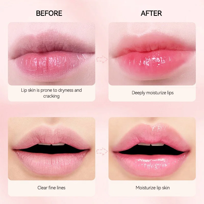 OMGA เปลี่ยนสีลิปบาล์ม Jelly ลิปสติก Moisturizing กันน้ํา Hydrating อุณหภูมิ-Sensitive รสพีช,Smooth LIPS