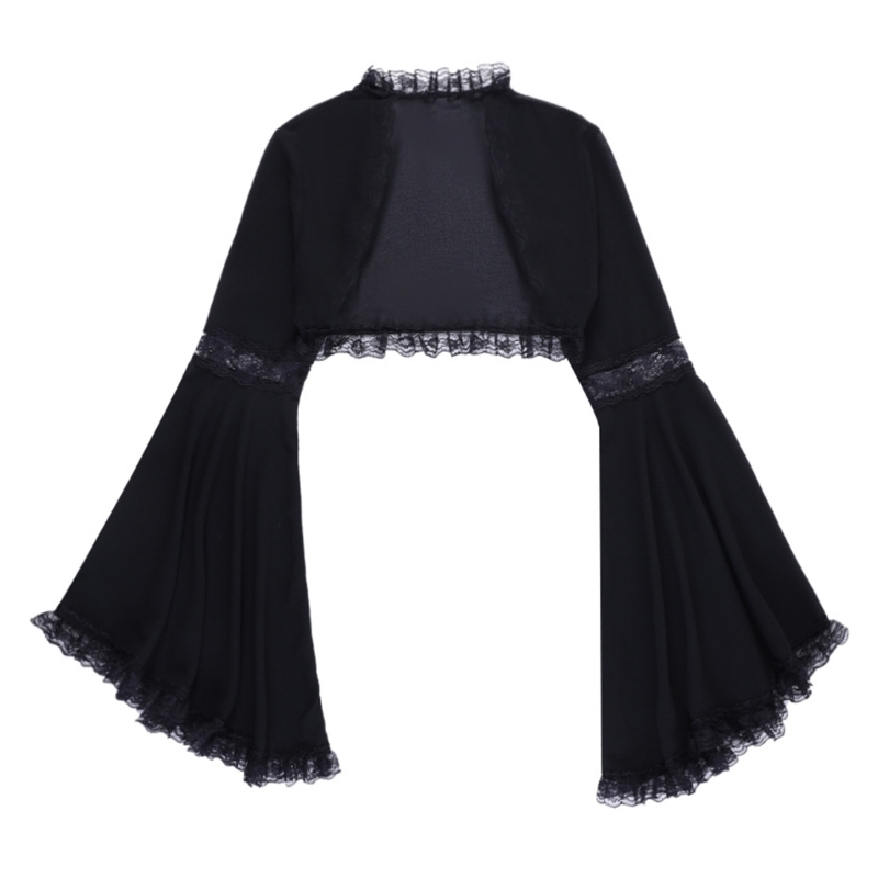 Gothic Lace Victoriaanse half shirt met mouwen Crop Top Vintage T-shirt voor dames