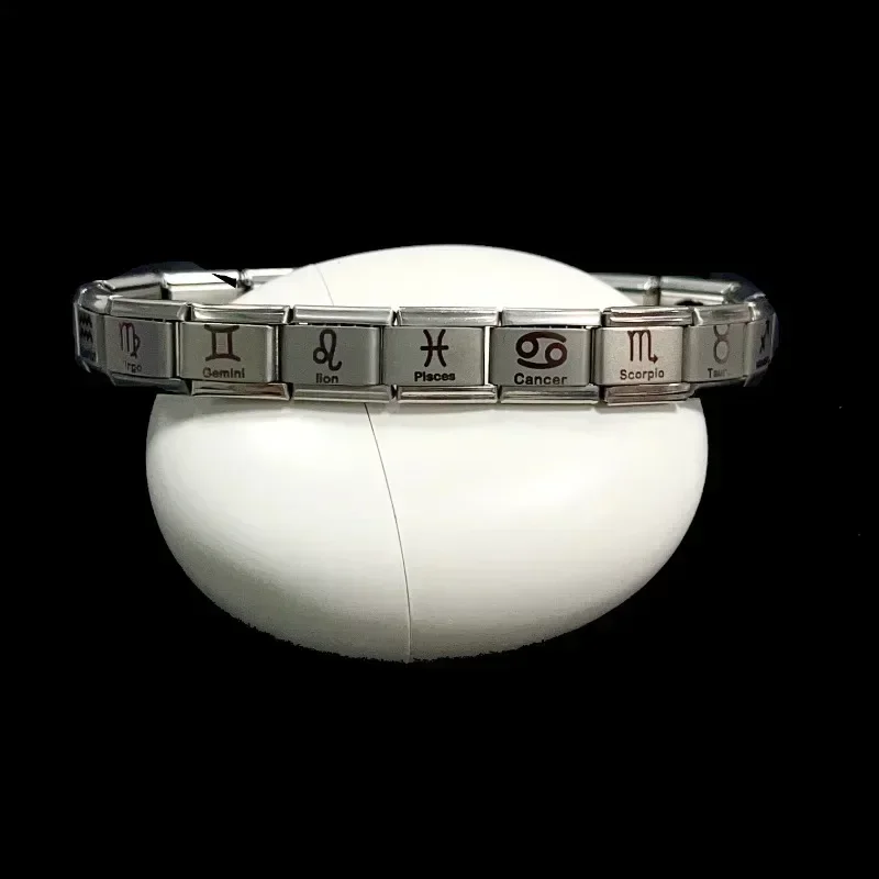 Nueva pulsera italiana con dijes DIY, módulo de 9mm, pulseras elásticas de constelación de acero inoxidable de palacio de 12 estrellas para regalo de hombres y mujeres