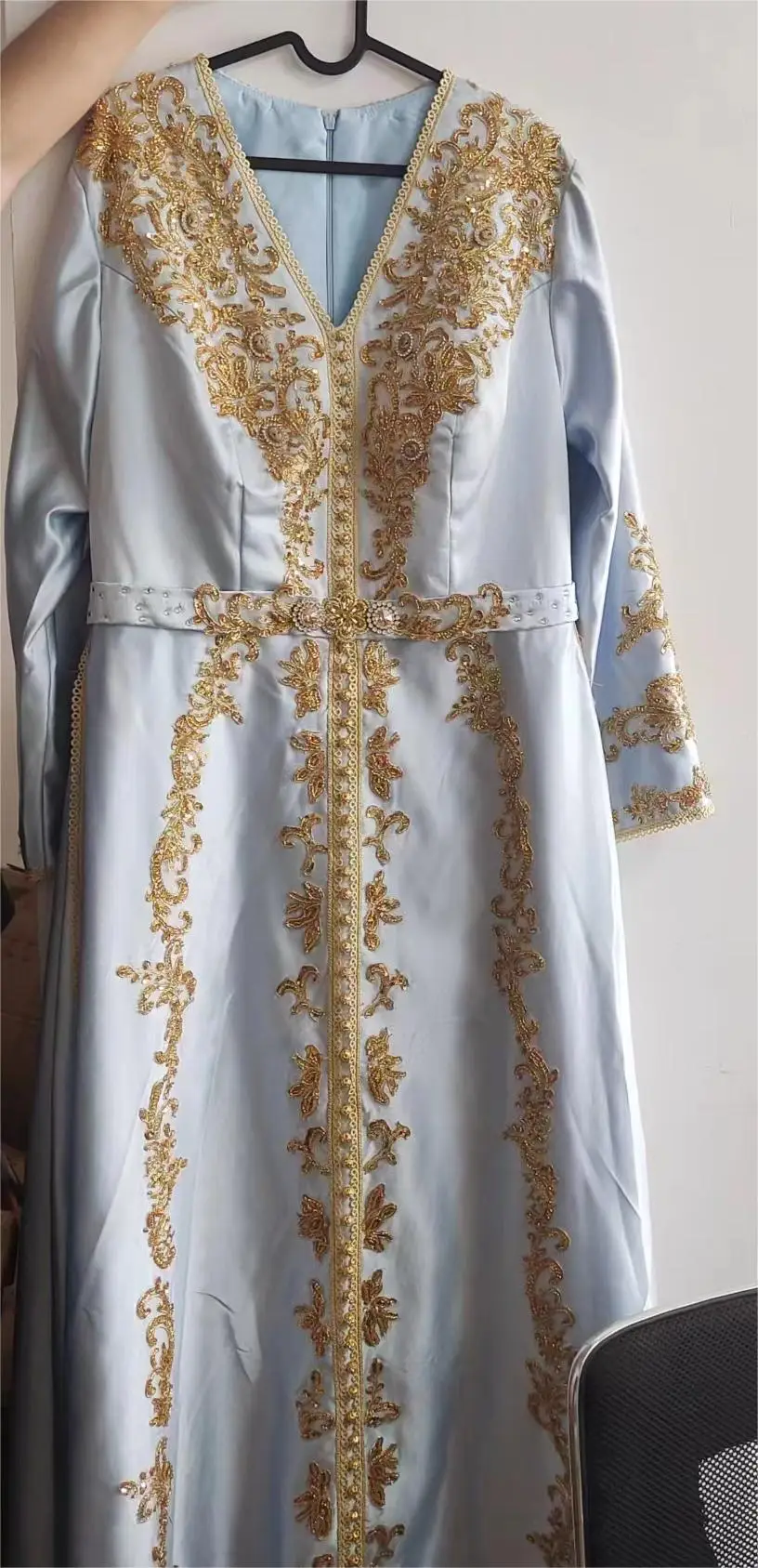 ที่กําหนดเองโมร็อกโก Caftan ชุดราตรีลูกปัดมือทํางานมุสลิมชุดราตรีอาหรับ Abaya อย่างเป็นทางการ Robe de Soireeе