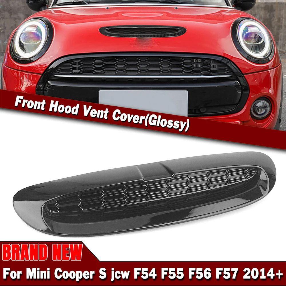 1 Set For Mini Cooper S JCW F54 F55 F56 F57 2014-UP ABS Gloss Black Front Engine Bonnets Hood Scoop Air Outlet Vent Cover Trim