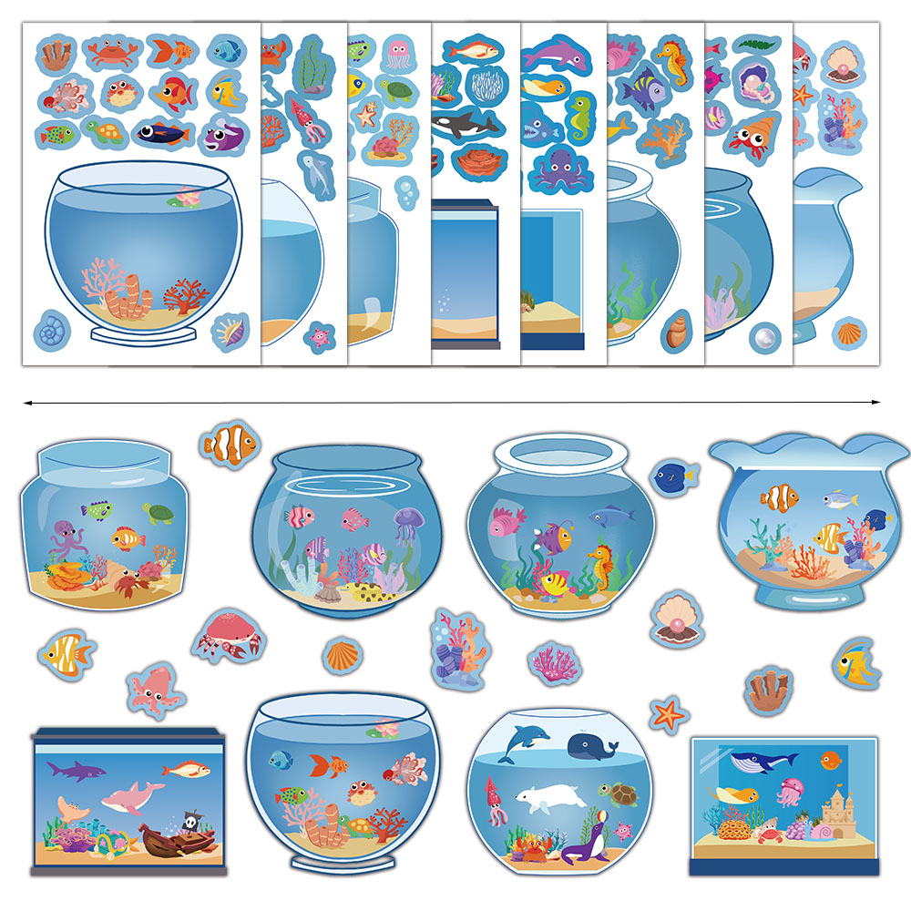 8/16PCS Creatieve Aquarium Puzzel Sticker Handgemaakte DIY Notebook Desktop Creatieve Decoratie Waterdichte Sticker