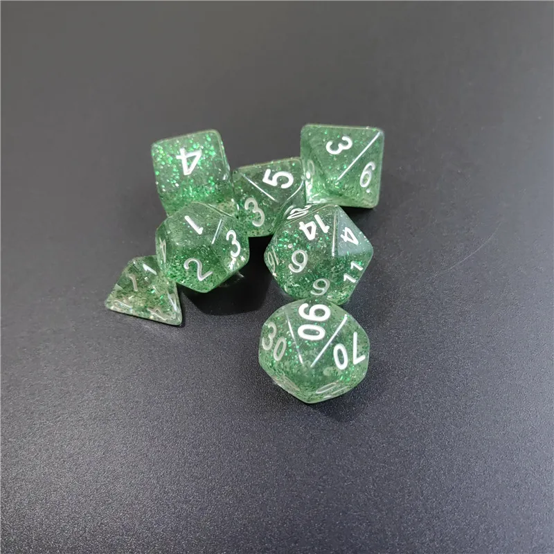 透明なフラッシュポイントタイスセット、両面ダイス、trpg、ダンジョンおよびドラゴズゲーム、アクリル、新しい、d4、d6、d8、d10、d12、d20、7 pcs、1セット