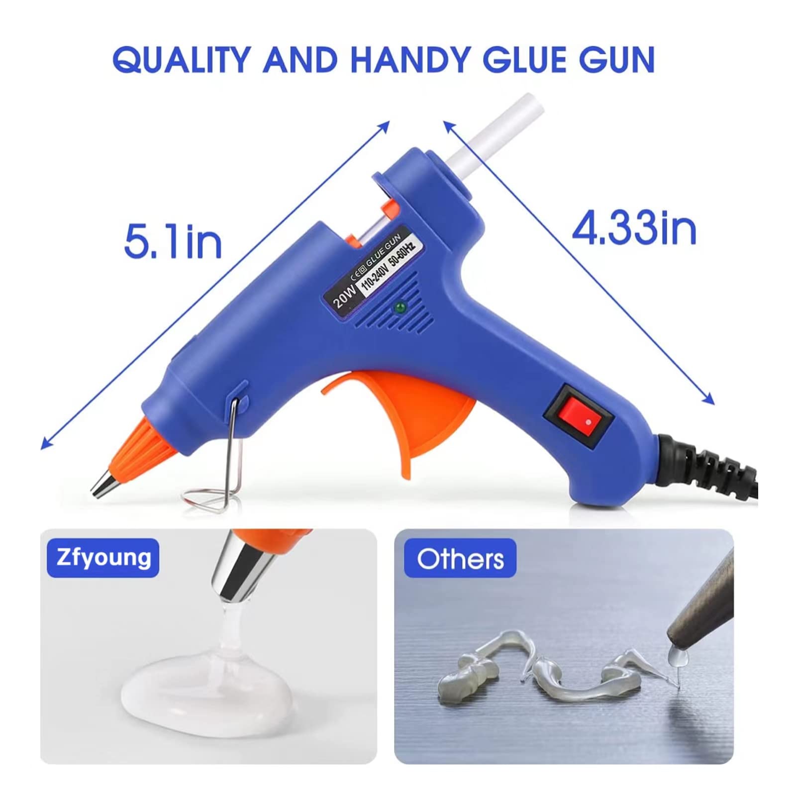 Pistola per colla a caldo da 20 W Mini pistole industriali per uso domestico fai-da-te Temperatura di calore Thermo Strumento di riparazione elettrica UE Utilizzare bastoncini di colla da 7 mm
