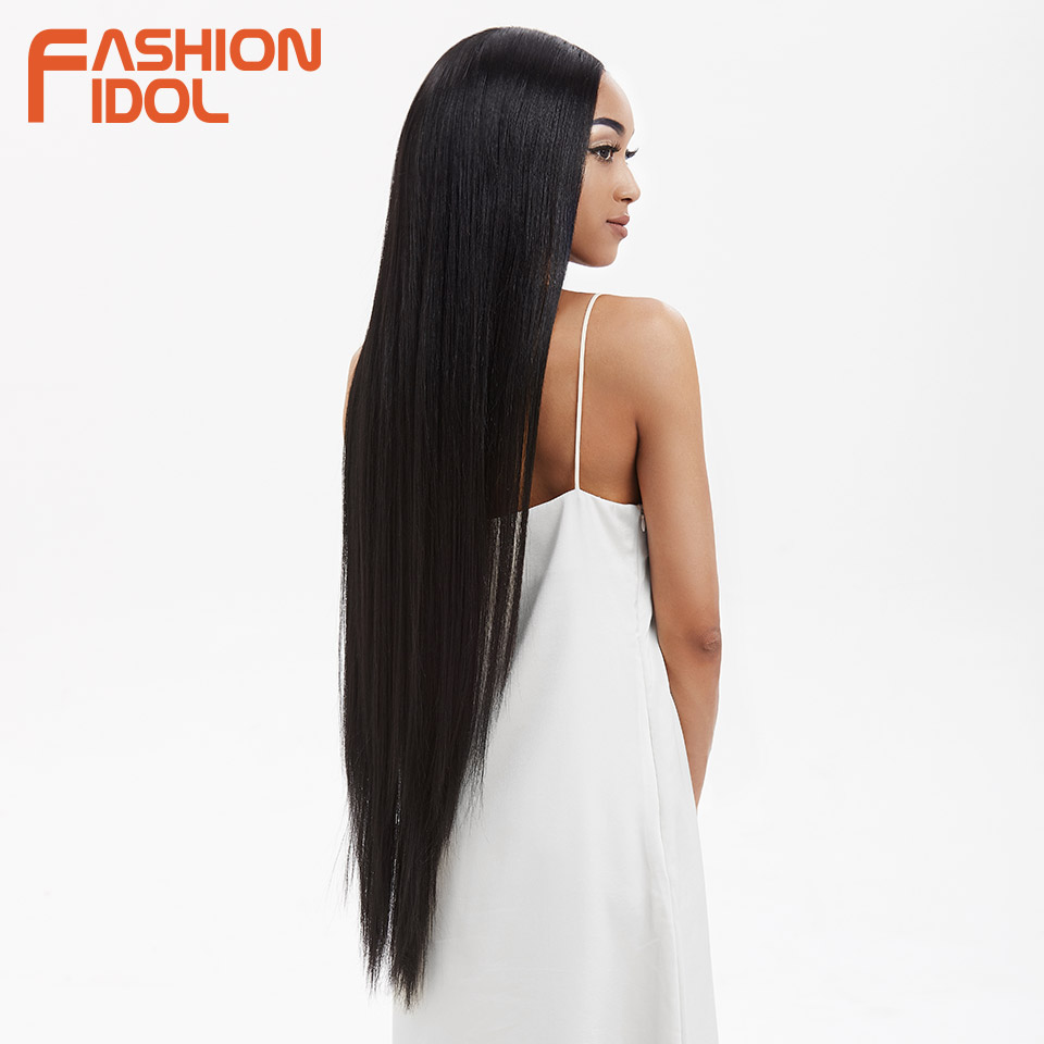 Moda ídolo perucas de renda reta sintética 38 "super longo cabelo reto peruca dianteira do laço lolita rosa loira perucas cospaly para mulher