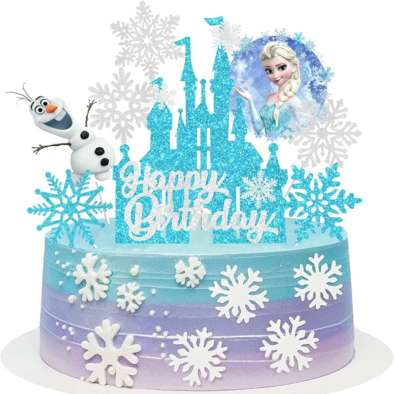 8 Uds. De decoraciones para tartas con tema de princesa de Frozen de Disney, adornos para tartas, suministros para fiesta de cumpleaños para niñas, regalo para Baby Shower