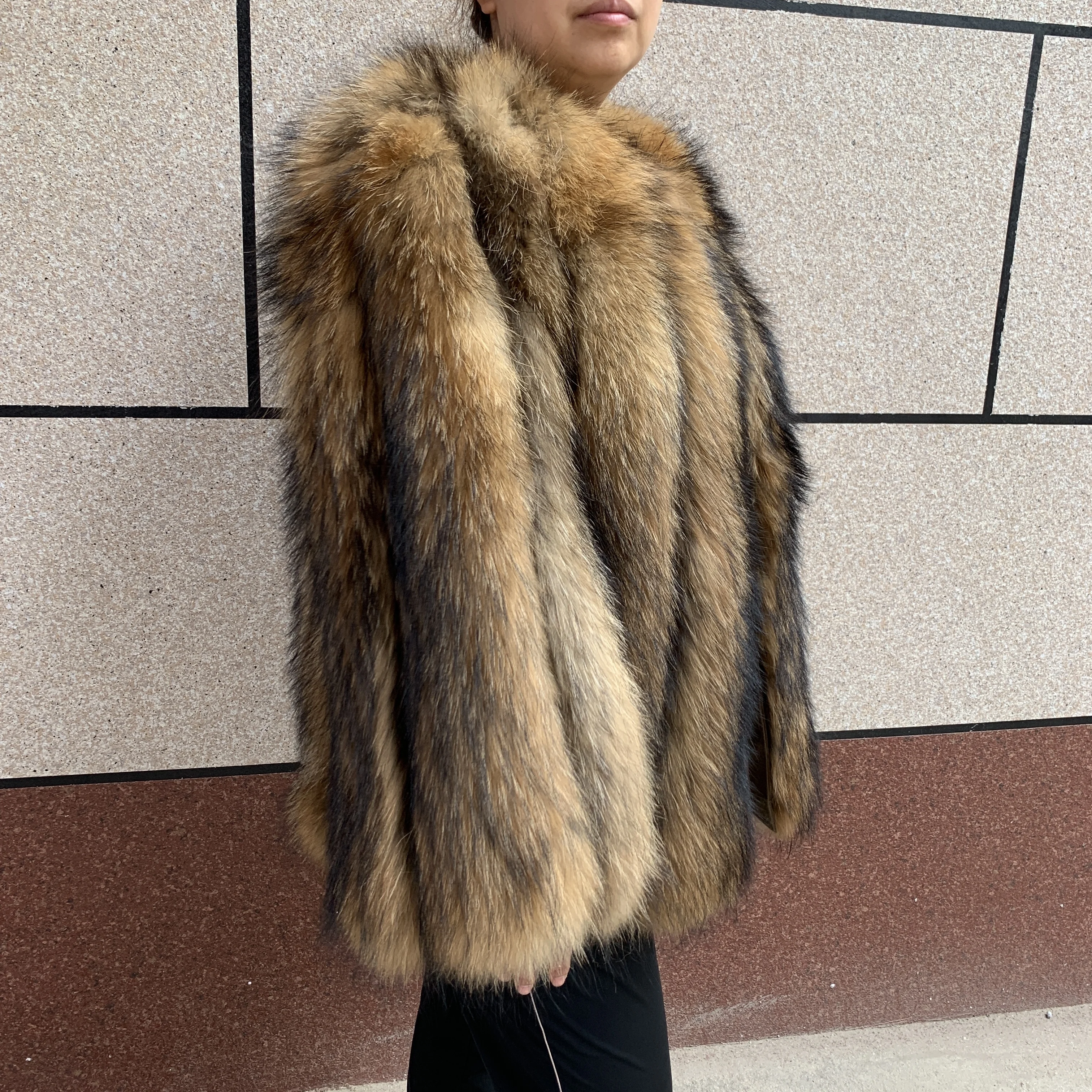 Nouveau style raton laveur vraie fourrure veste verticale manches verticales 100% manteau de fourrure véritable femmes hiver chaud veste de fourrure de renard verticale