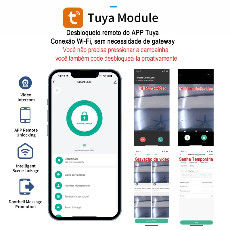 Tuya inteligente 3d reconhecimento facial rosto fechadura da porta de segurança rosto & câmera monitor inteligente senha impressão digital biométrica chave eletrônica desbloqueio 2 peças de baterias