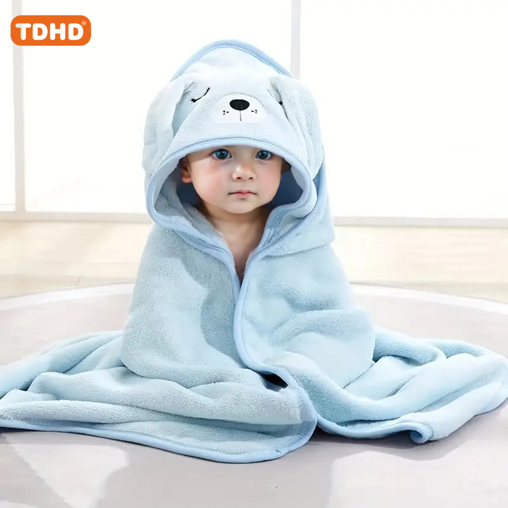 TDHD Asciugamano con cappuccio per bambini con design animale unico Asciugamano da bagno ultra morbido e spesso per neonato (dinosauro verde)