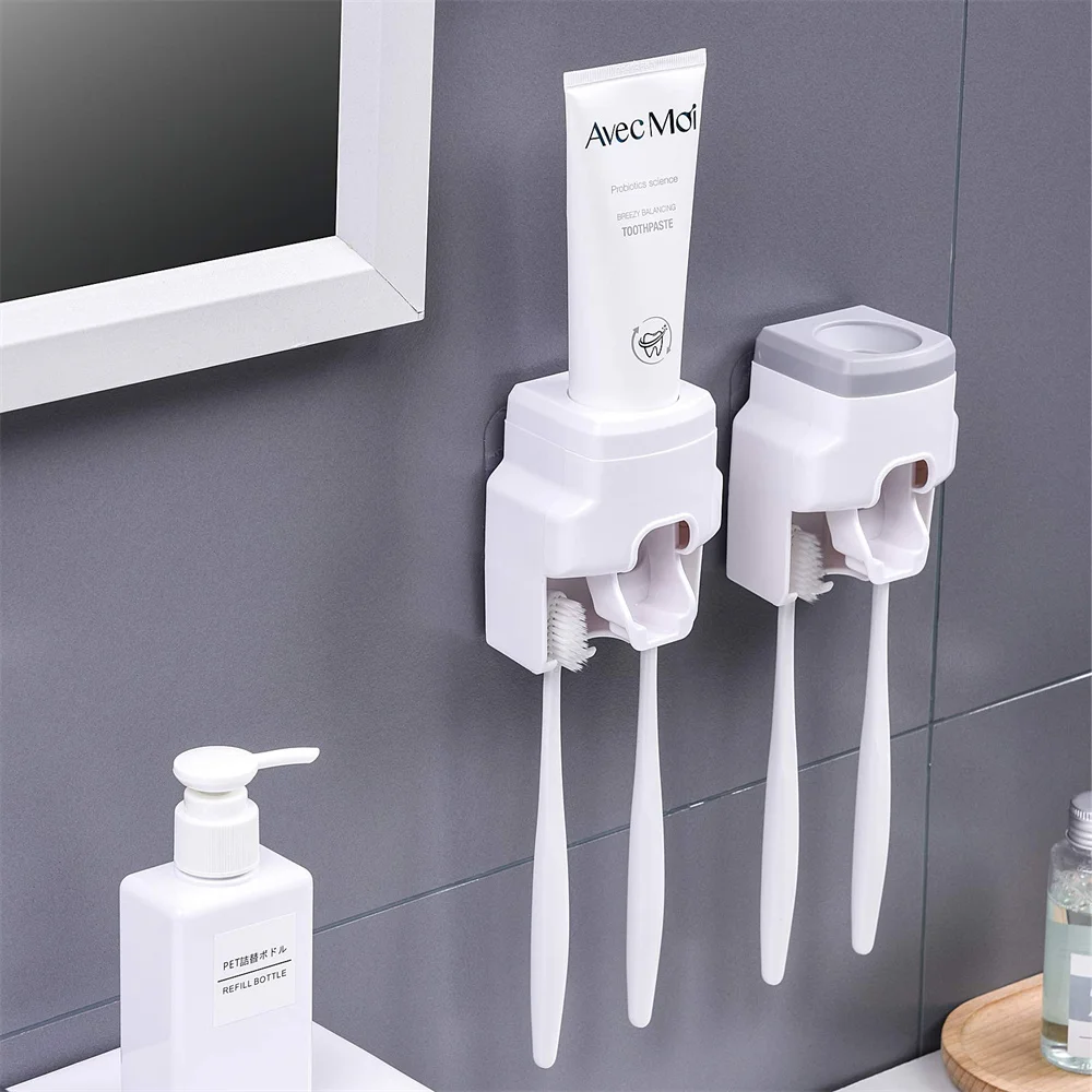 Creative Lazy เครื่องจ่ายยาสีฟันอัตโนมัติยาสีฟัน Squeezer ผู้ถือแปรงสีฟันอุปกรณ์ห้องน้ํา Rack